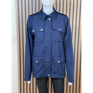 Lauren Ralph Lauren M Blue Jacket Poly Zip-Up Safari Military Utility Workwear